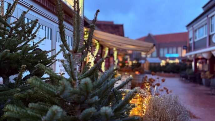 Festlich geschmückte Hütten und stimmungsvolle Beleuchtung auf dem Soltauer Weihnachtsmarkt 2024